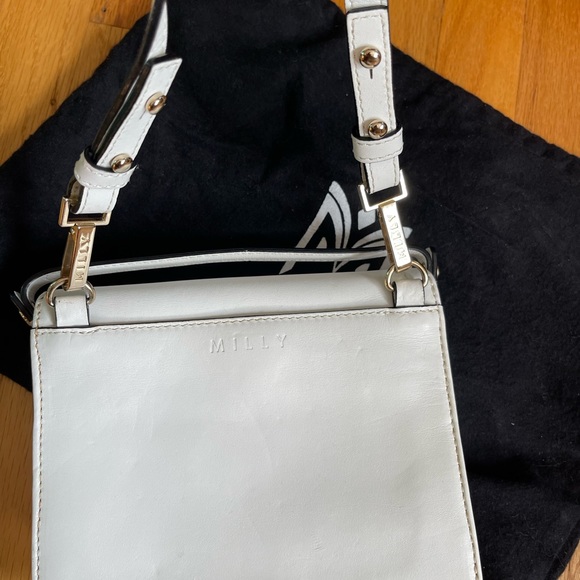 Milly White Small Leather Crossbody Bag - Picture 5 of 10